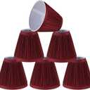 Aspen Creative 33124-6 Small Pleated Empire Shape Chandelier Clip-On Lamp Shade, Burgundy, 3" Top x 6" Bottom x 5" Slant, 6 Pack