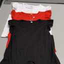 LessonZoo 3 Pack Girls' Short Ruffle Sleeve Shirts Tie Knot Front Summer Tops Kids Flutter Crewneck Casual Tee 7-8 Years Red Black White