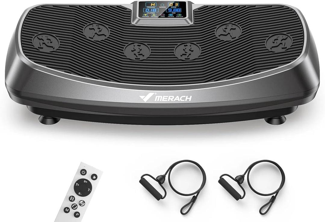 MERACH Vibration Plate Exercise Machine, 3D & 4D Vibration Plate for Lymphatic Drainage Weight Loss with 2 Tension Ropes, Whole Body Vibration Platform for Women Men, Exercise Equipment for Home
