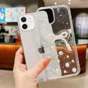 Tuokiou for iPhone 11 Clear Case Cute 3D Pearl Bowknots with Design Aesthetic Women Phone Case, Transparent Bling Glitter Sparkle Star Shiny Case Shockproof Soft TPU Bumper Cover (Big Bow, iPhone 11)