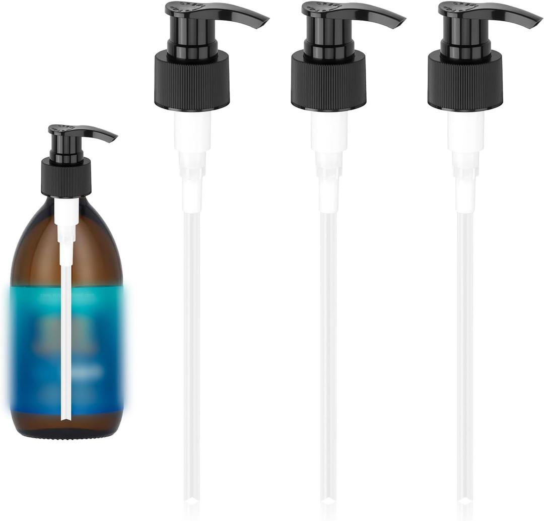 3 Pcs Black Replacement Pump Dispenser,Pump Head Compatible with Queen of The Thrones Castor Oil &Heritage Store and Rejuve Naturals Castor Oil,Dispensing Pumps for 16oz Castor Oil Bottle Mouth 28mm