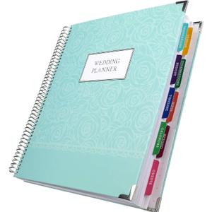 Global Printed Products Wedding Planner 9x11 Hardcover Organizer, Bookmark, Planning Stickers, Business Card Holder, and Pocket Folders