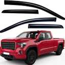 Lightronic Extra Durable Outside-Mount Auto Vent Window Visors, Fits 2019-2025 Chevrolet Silverado & GMC Sierra 1500 Double Cab, UV-Protect Rain Guards, Original Wind Deflectors, Dark Smoke, 4-Pcs