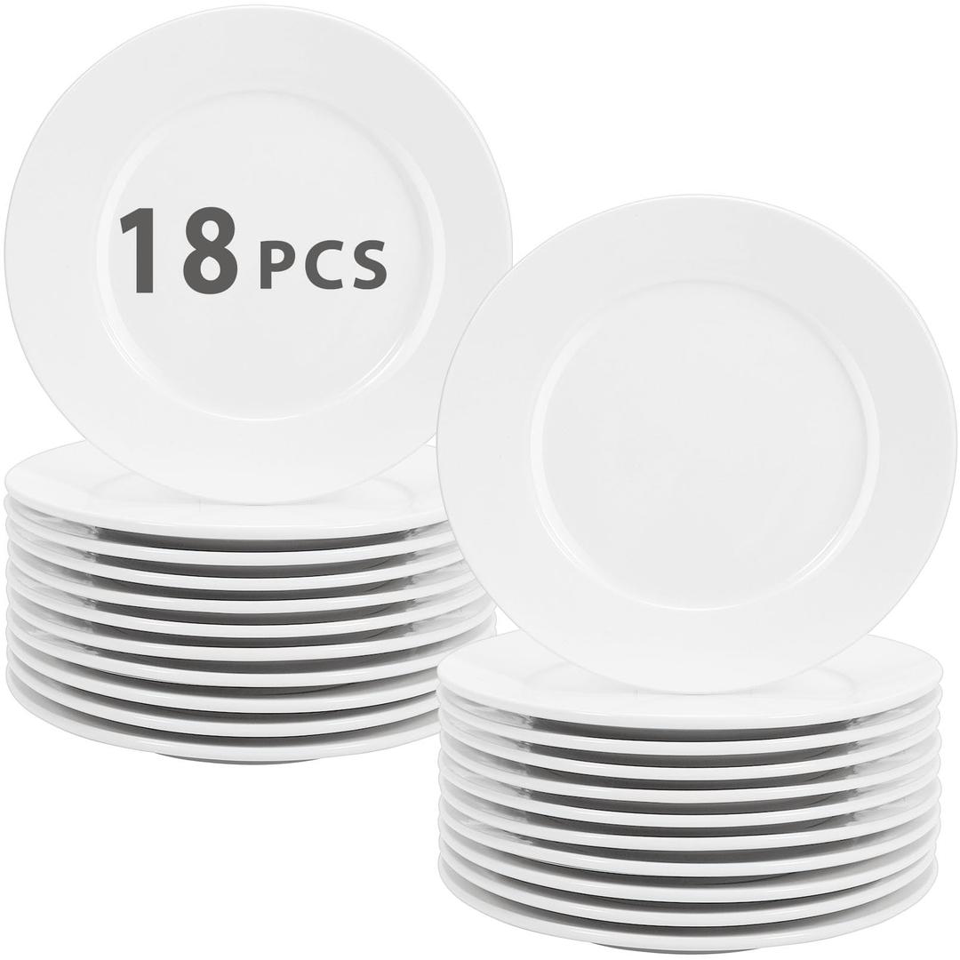 IJRPLM 6 Inch White Porcelain Dinnerware - 18 pcs Dessert/Salad Plates Set, Safe for Microwave & Dishwasher