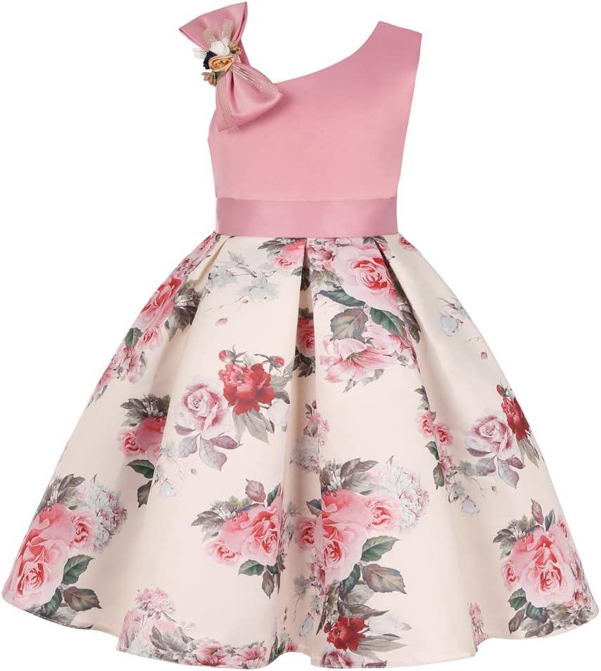 COMISARA 2-9T Girls Flower Dresses Pageant Party Prom Easter Ball Gown Dresses (Pink, 5-6 Years)