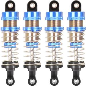 Oiled 4Pcs 72mm Aluminum Oil Shock Set for 1/12 1/14 1/16 RC Cars - Front/Rear Upgrade Compatible with WLtoys 144001, 124019, MJX 16208, HBX (Bz-silver-blue-81mm)