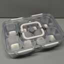 Snackle Box Container, Stainless Steel Divided Serving Tray with Lid and Handle, Large Snack Tray for Fruit Veggie Candy, 8-Compartment Snack Platter for Travel Party Beach Picnic