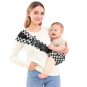 AUYEAZGO Toddler Sling Carrier - Premium Cotton, Expandable & Ergonomic, One Size Fits All, Ideal for 6-48 Months (11-44 lbs), Compact & Easy to Use, Black Check