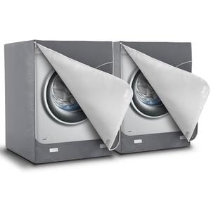 AKEfit 2 Pack Washer Dryer Cover, Washing Machine Cover Waterproof, Dustproof and Anti-UV, Heavy Duty Oxford Washer Covers for Outside , 27"W x 33"D x 39"H -Grey