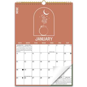 2026 Wall Calendar, 18 Months Moon Calendar from January 2026 - June 2027, Aesthetic Lunar Boho Large Calendar for Home Office Kitchen, Thick Paper for Monthly Organization, Moon Phases, 10"14.5"