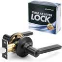 Round Privacy Door Handle Without Key,Interior Door Lever with Emergency Access,Reversible keyless Doorknob for Right & Left Side,Perfect for Bathroom,Bedroom,Restroom,Matte Black