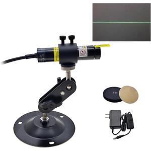 520nm Green Light Line Module Projector Focusable Locator Generator for Wood Stone Fabric Alignment Dia.16mm (5V DC with Adapter, Mount and Magnetic Base)