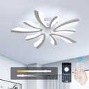 Goeco Lmpara de techo moderna, LED, regulable, blanca con 5 cabezales acrlicos en forma de V, 3000 K/4000 K/6500 K con control remoto para sala de estar, comedor, dormitorio