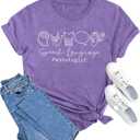 MAIHUN Speech Therapist Shirts for Women Speech Language Pathologist Tshirt SLP Tee Tops Purple XL