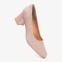 NEWBELLA Women’s Patent Square Toe Pumps - Low Chunky Block Heel Dress Shoes for Office, Party & Daily Wear