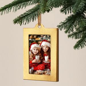 12pcs Christmas Vintage Metal Hanging Photo Frame Ornaments 2 x 3 Inch Reusable Small Vintage Photo Ornaments for Display Picture Xmas Frame Craft Kits for Family Christmas Tree Home Decor