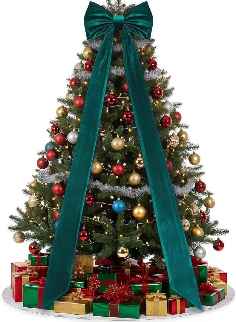 Canlierr Giant Wall Bow Decorations 90x18 Inch Oversized Large Velvet Bow Decorative for Room Wall Backdrop Party Birthday Baby Shower Decor Front Door Patio Outdoor Wedding Arch Supply(Green)