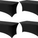 6FT Black Table Cloth - 4 Pack Fitted Stretch Rectangle Spandex Tablecloth, Washable Table Cover for Party, Picnic, Wedding, Banquet, Birthday and Festival(30" x 72")