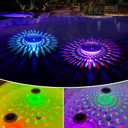 FirstE Solar Floating Pool Lights, RGB Color Changing Pool Floating Light, IP68 Waterproof LED Solar Pool Lights That Float, Hangable Auto ON Off for Above In Ground Pools Wedding Party Decoration (2)