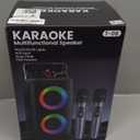 Bluetooth Speaker with 2 Rechargeable Wireless Microphone - Portable Party Speaker with Colorful Lights - Floorstanding Speakers Support TWS/AUX/USB/TF Card Ideal for Party,Home,Camping