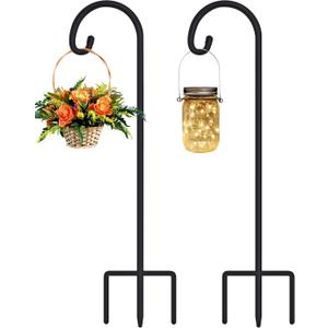 FEED GARDEN Adjustable 32 Inch Small Shepherds Hooks for Outdoor, Garden Hooks for Lanterns, Sheperds Hook for Hanging Plants, Bird Feeders, Solar Lights, Mason Jars, Weddings Decor,2 Pack