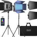 GVM 1500D RGB LED Video Light with Softbox, 75W Video Lighting Kit with Bluetooth Control, Led Panel Light for Photography, YouTube Studio, Video Shooting,18 Scene Mode, 2 Packs