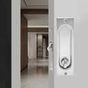 2 x Privacy Pocket Door LockRectangle 304 Stainless Steel Pocket Door Hardware, Sliding Pocket Door Handle,for 1 3/8 to 2 3/16 Thickness Door,Brushed Silver