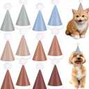 48Pcs Mini Boho Birthday Party Hats for Stuffed Animals 3Inch Adjustable Cone Caps with DIY Pom Poms Colorful Neutral Mini Party Hats Pets Dolls Kids Small Boho Birthday Decorations Kit for Holidays