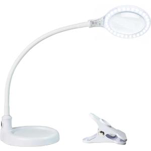 Brightech LightView Pro Flex 2 in 1 Magnifying Desk Lamp, 1.75x Light Magnifier, Adjustable Gooseneck Magnifying Glass with Light for Crafts, Reading, Close Work