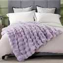 DREAMNINE Oversized Soft Thick Fuzzy Faux Rabbit Fur Throw Blanket Twin Size 60" x 71", Double Sided Comfy Plush Warm Shaggy Fluffy Blankets, Luxury Cozy Cute Furry Blanket for Bed Couch, Lilac Purple