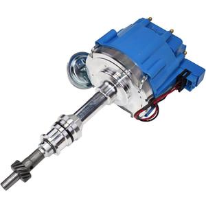 A-Team Performance - Complete HEI Distributor 65K Coil 7500 RPM - Compatible with Small Block Ford SBF 5.8 L 351W Windsor 8 Cylinder One Wire Installation Blue Cap