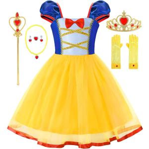 Princess Dresses for Girls Costumes Halloween Cosplay Outfit Birthday Party Dress (3T/100, Yellow)