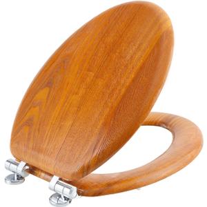 Angel Shield Wood Toilet Seat Elongated with Soft Close,Easy Clean,Quick-Release Hinges(Elongated,Wood) (Elongated-18.5")