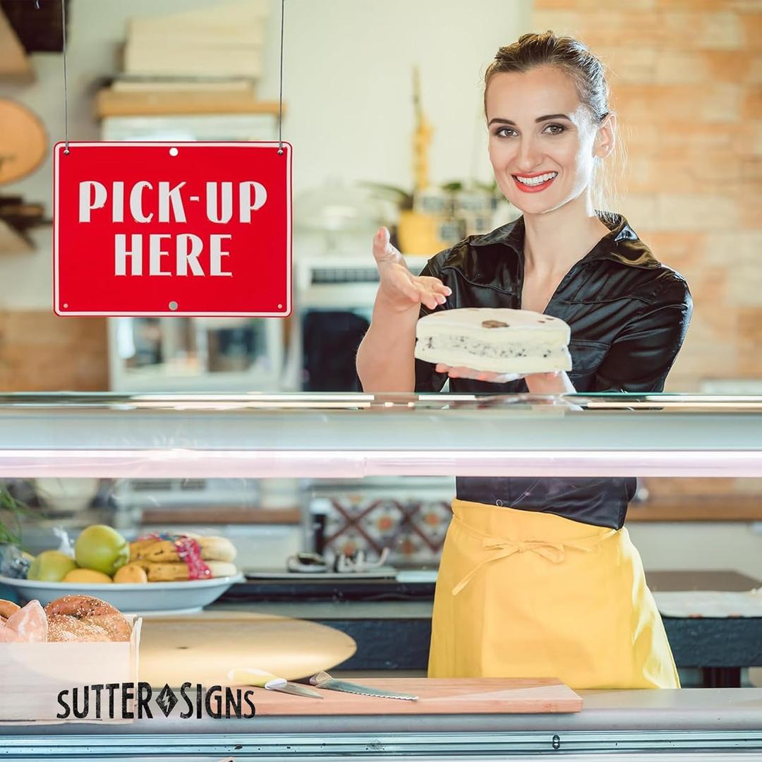 Pick Up Here Aluminum Sign Set | Coffee Bar, Food Truck, Ice Cream Shop, Store Display and Decor Signs. Aluminum Signs, 11" x 8.3"