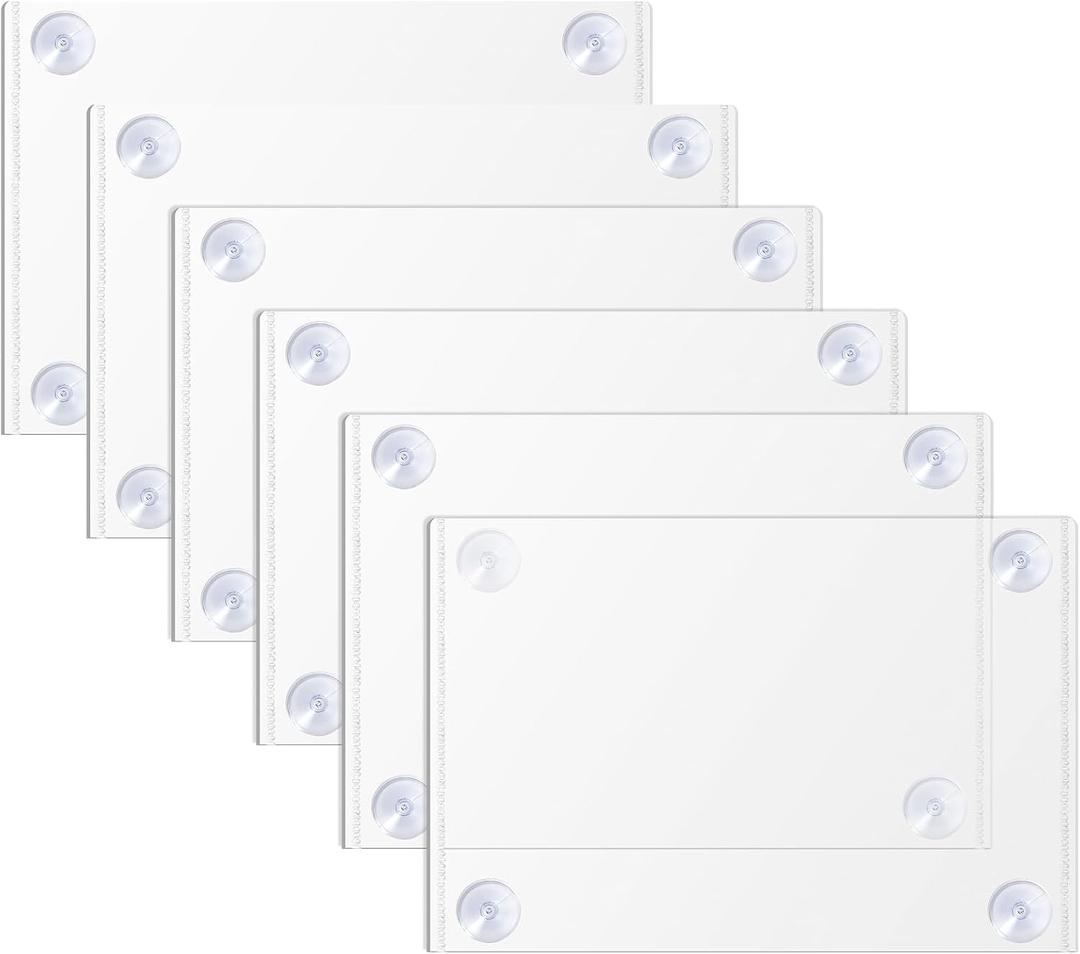 Thenshop 6 Pcs Parking Permit Holder Sun Protection Clear PVC Removable Pocket Holder for Car Windshield Parking Tag Pouch with 24 Pcs Double Sided Strong Suction Cups for Placard Pass