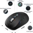 Wireless Bluetooth Mouse, 3-Device Multi-Mode (USB + 2 Bluetooth), 4-Way Metal Scroll Wheel, Adjustable DPI, Silent Click, Long Battery Life, Ergonomic Mouse for Laptop, PC, Mac, iPad (Black, 9)