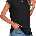 Zeagoo Womens Tops Summer Casual Cap Sleeve Tshirts Shirts Business Dressy Spring Fashion Outfits Trendy Clothes (Black, L)