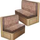 Leather Look RV Dinette Cushion Covers, Stretch Camper Cushion Slipcovers for Travel Trailer Couch RV Booth Seat, Replacement Camper Sofa Chair Protector (2 Backrest Cover & 2 Bench Cover,Light Brown)