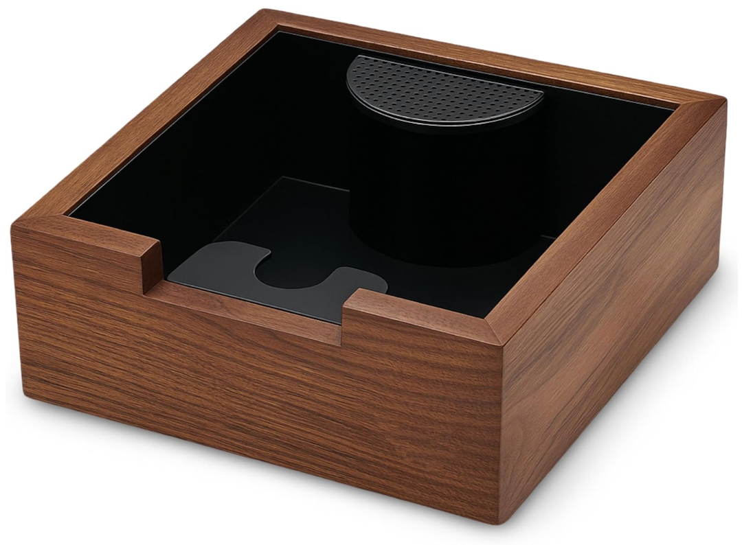 KNODOS Wooden Espresso Knock Box Walnut Dump Bin for Coffee Grounds Disposal Durable, ShockAbsorbent Espresso Machine Accessories, Easy to Clean Tamping Station