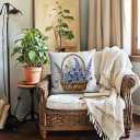 7COLORROOM 2Pack Blue Flower Pillow Covers Outdoor Garden Decoration Cushion Covers Farmhouse Rustic Colorful Spring Flower Home Décor Pillowcases 18x18 inch for Patio Sofa Bed(Blue)
