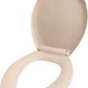 B1TSPE Elongated Plastic Toilet Seat with Adjustable Hinge, Bone