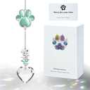Pet Memorial Suncatcher - Loss of Dog Sympathy Gift, Pet Memorial Gifts for Dogs, Thoughtful Dogs and Cats Bereavement Remembrance Gifts, Gemstone Paw Crystal Suncatcher(Jade)