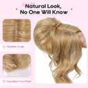 REECHO Messy Bun Hair Piece with Bangs 2-in-1 Drawstring Ponytail Extension Updo Wig & Hair Topper with Long Side Bangs, Natural-Looking Hair Bun Hairpieces for Women - Honey Blonde, Golden Blonde