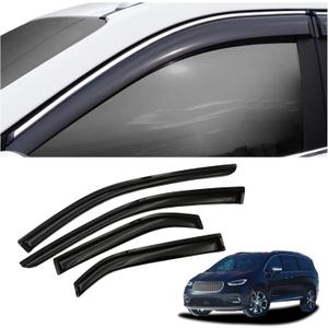 4 Pieces Tape-on Extra Durable Rain Guards Fit for 2017 2018 2019 2021 2022 2023 2024 2025 Chrysler Pacifica,Window Deflectors,Window Visors (Smoke Black) 94207