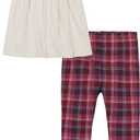 Tommy Hilfiger girls 2pc Tunic Legging Set (6X, Oatmeal Heather/Plaid)