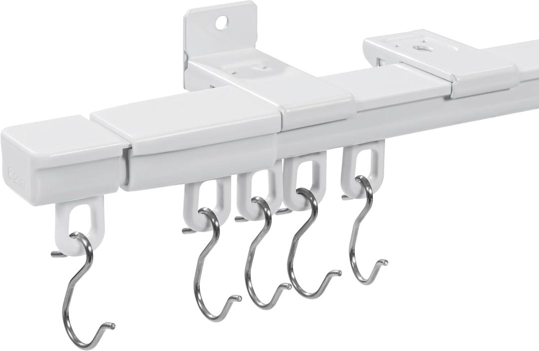 Curtain Track, Set of 1: 2.8~4.9ft,Retractable rod for Ceiling and Wall Mounting with Silent Rollers and Hooks for Living Room and office,quick Installation for Space Partition Divider