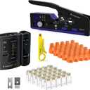 VCELINK RJ45 Crimp Tool Kit for CAT7/6A/6/5E/5, Upgraded Network Tool Set with an Ethernet Crimper, 25 RJ45 Connectors & Boots, Cable Tester, and Wire Stripper, Blue (No Cloth Bag Include)