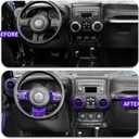 18PCS Full Set Interior Trim Kit for Jeep Wrangler JK JKU 2011-2018 4 Door,Center Console Door Handle Side Outlet Cup Holder Gear Cover Trim (Purple)