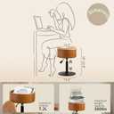 LUE BONA 360Swivel Vanity Stool Chair for Makeup Room, Height Adjustable Stool for Vanity with Storage, Small Whiskey Brown Faux Leather for Bathroom, Living Room