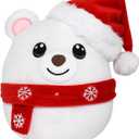 Christmas Plushies, Stuffed Animal Polar Bear with Christmas Hat, Cute Plushies for Kids and Decorations
